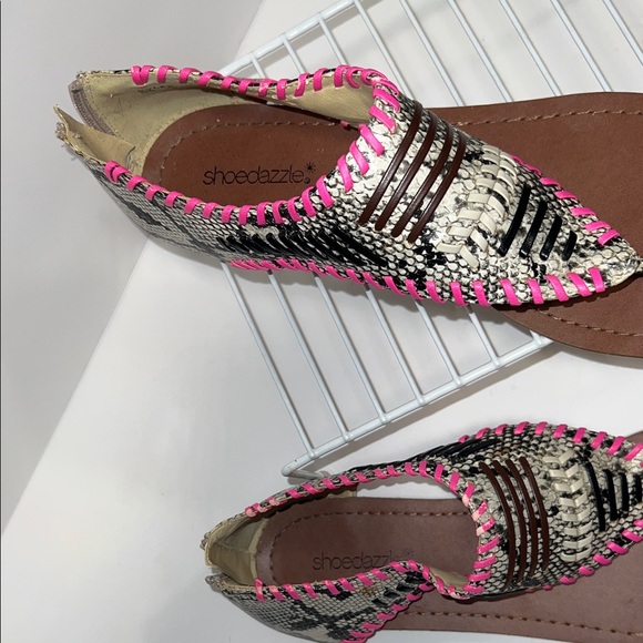 Shoe Dazzle Women's Sandals with Pink and Brown Accents - Picture 2 of 5